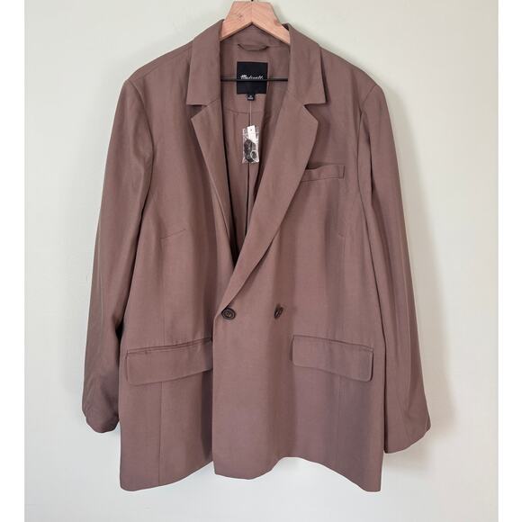 Madewell Drapeweave Caldwell Tan Blazer Jacket 3x - Picture 2 of 7